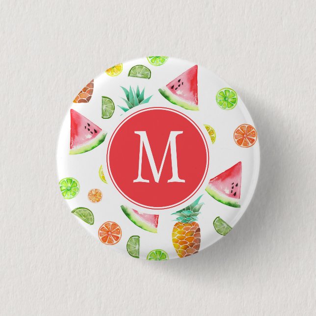 Watercolor Candied Fruit Pattern 3 Cm Round Badge (Front)