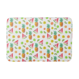 Watercolor Candied Fruit Pattern Bath Mat