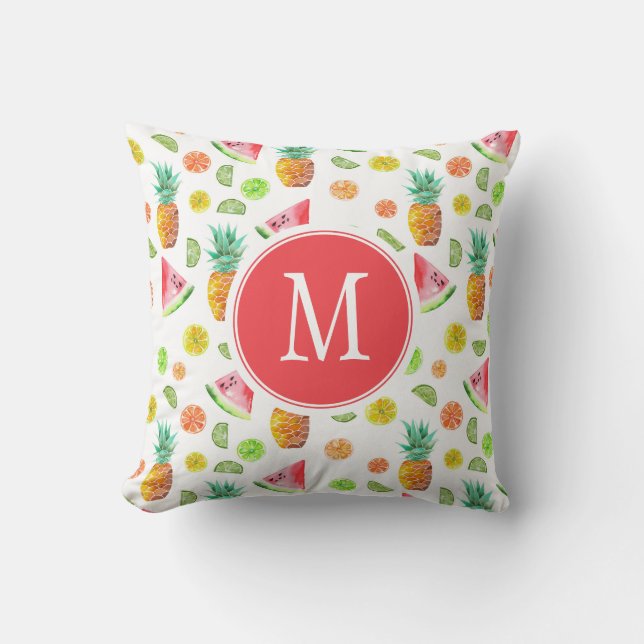 Watercolor Candied Fruit Pattern Cushion (Front)