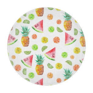 Watercolor Candied Fruit Pattern Cutting Board