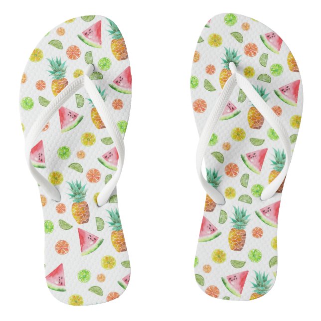 Watercolor Candied Fruit Pattern Thongs (Footbed)