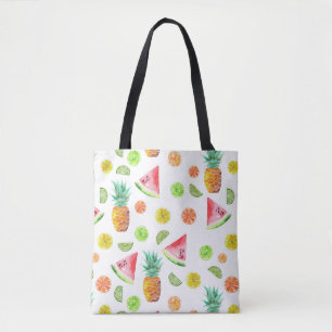 Watercolor Candied Fruit Pattern Tote Bag