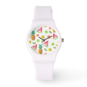Watercolor Candied Fruit Pattern Watch