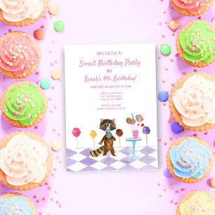 Watercolor Candy Birthday Party Invitation