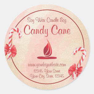 Watercolor Candy Cane Candle Label