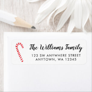 Watercolor Candy Cane Christmas Return Address Label