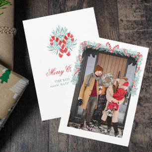 Watercolor Candy Cane Garland Christmas Holiday Card