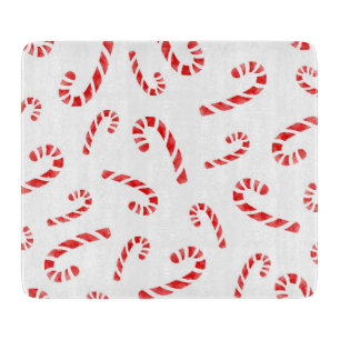 Watercolor Candy Cane Pattern Cutting Board