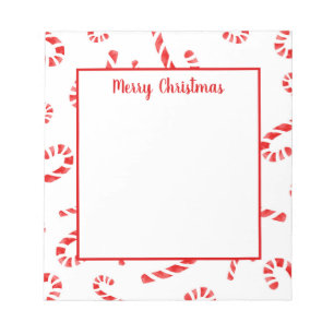 Watercolor Candy Cane Pattern Notepad