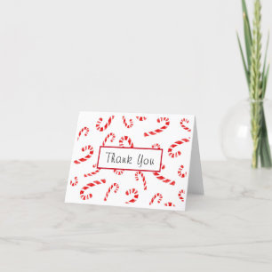 Watercolor Candy Cane Pattern Thank You Card