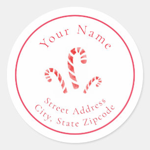 Watercolor Candy Canes Label
