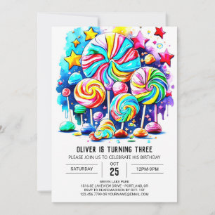 Watercolor Candy Printable Birthday Invitation