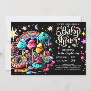 Watercolor Candy Wonderland Baby Shower Invitation