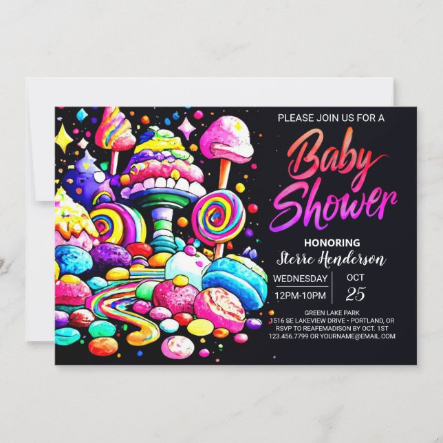 Watercolor Candyland Baby Shower Invitation (Front)