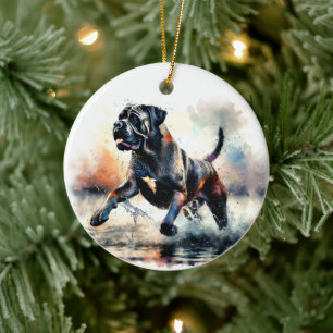 Watercolor Cane Corso dog Ceramic Ornament