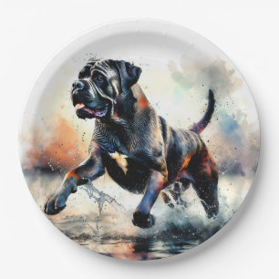 Watercolor Cane Corso dog Paper Plate