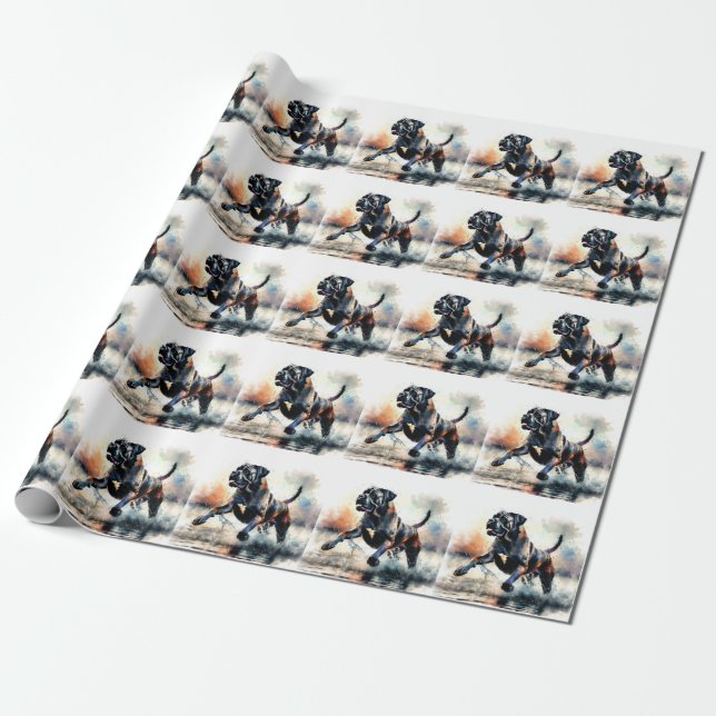 Watercolor Cane Corso dog Wrapping Paper (Unrolled)
