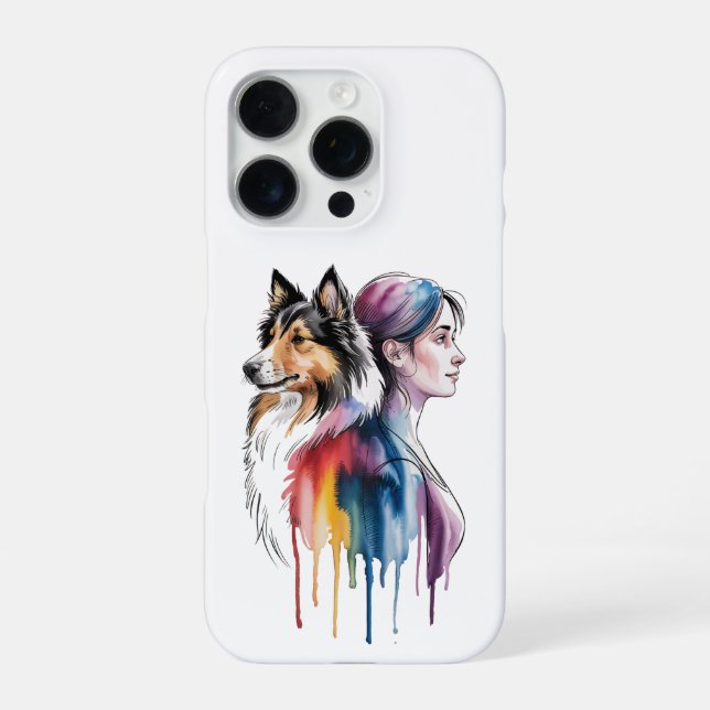 Watercolor Canina Sheltie - Female iPhone Case (Back)
