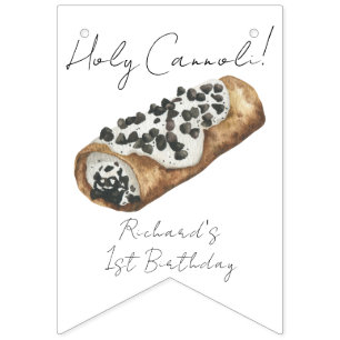 Watercolor Cannoli 1st Birthday Party Bunting