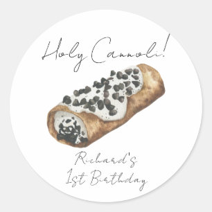Watercolor Cannoli 1st Birthday Party Classic Round Sticker