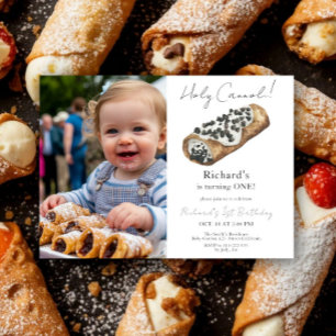 Watercolor Cannoli 1st Birthday Party Invitation