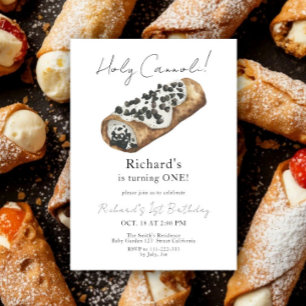 Watercolor Cannoli 1st Birthday Party Invitation