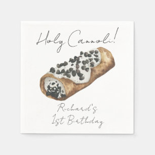 Watercolor Cannoli 1st Birthday Party Napkin