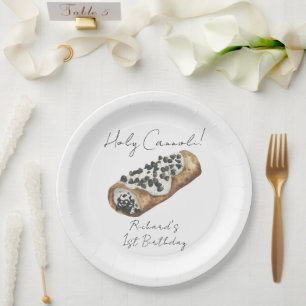 Watercolor Cannoli 1st Birthday Party Paper Plate