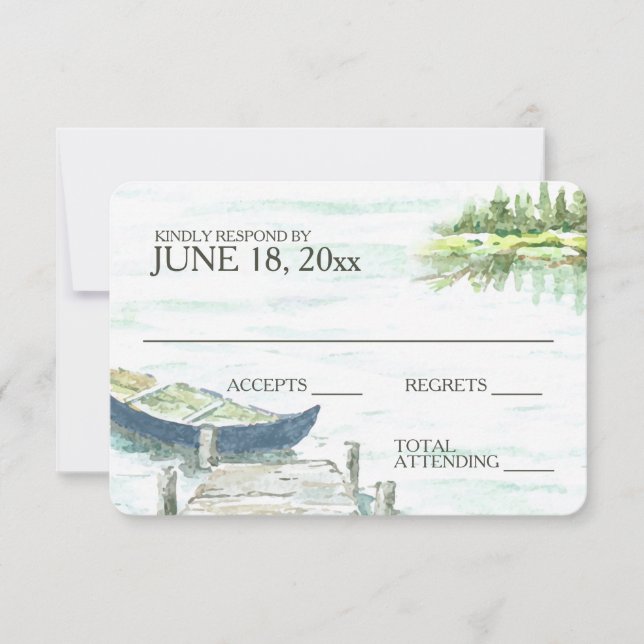 Watercolor Canoe Lake Wedding Response (Front)