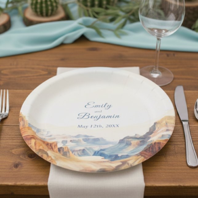 Watercolor Canyon Desert National Park Wedding  Paper Plate (Creator Uploaded)