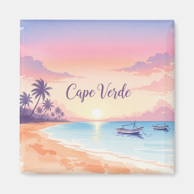 Watercolor Cape Verde Sunset Magnet (Front)