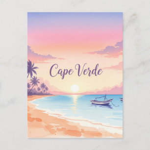 Watercolor Cape Verde Sunset Postcard