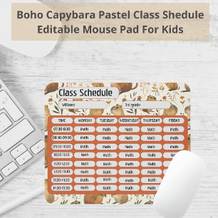 Watercolor Capybara Pattern 2024 Class Schedule Mouse Pad