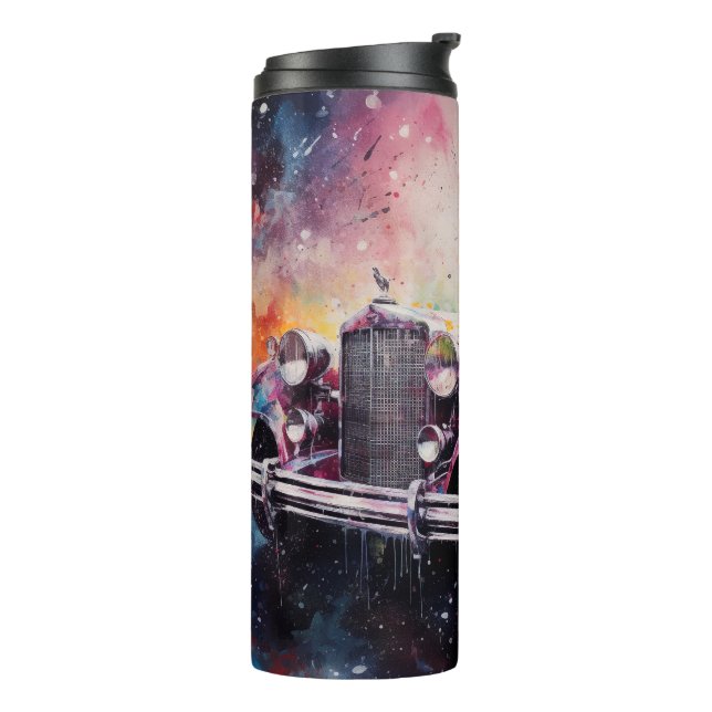 Watercolor car art thermal tumbler (Rotated Left)
