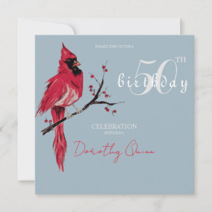 Watercolor Cardinal Birthday Party Invitation
