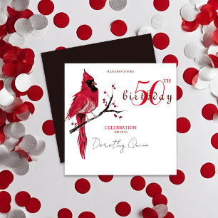 Watercolor Cardinal Birthday Party Invitation