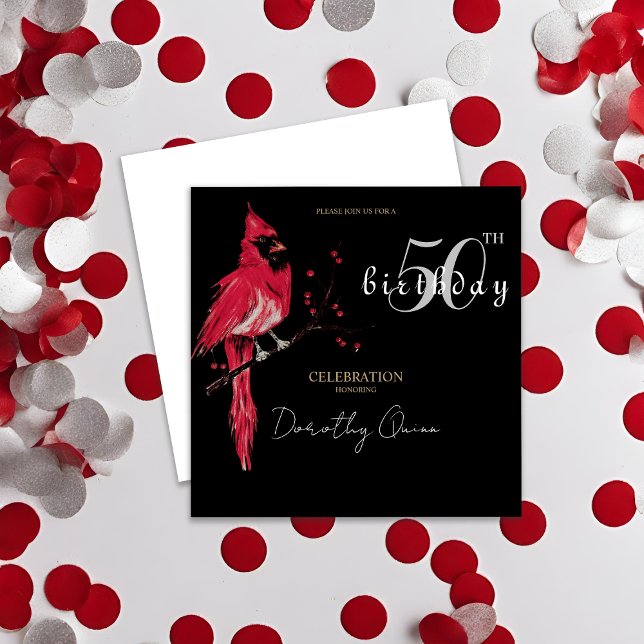 Watercolor Cardinal Birthday Party Invitation (Creator Uploaded)