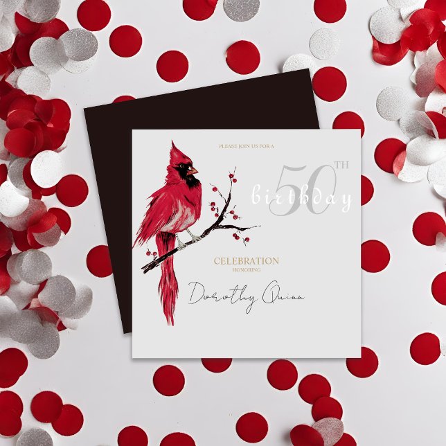 Watercolor Cardinal Birthday Party Invitation (Creator Uploaded)