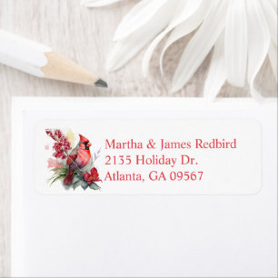Watercolor Cardinal Christmas  Return Address Label