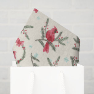 Watercolor Cardinal Pine Christmas Tissue Paper
