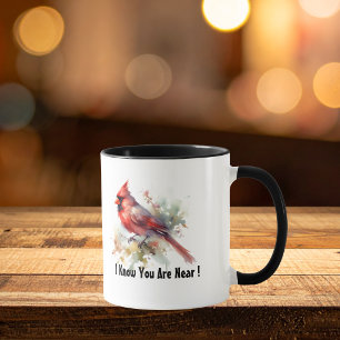 Watercolor Cardinal ''You Are Near'' Personalise Mug