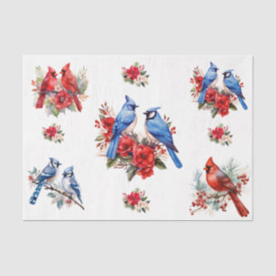 Watercolor Cardinals Blue Birds Elements Decoupage Tissue Paper