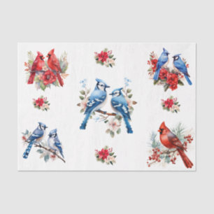 Watercolor Cardinals Blue Birds Elements Decoupage Tissue Paper