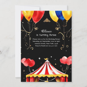 Watercolor Carnival Circus Birthday Invitation