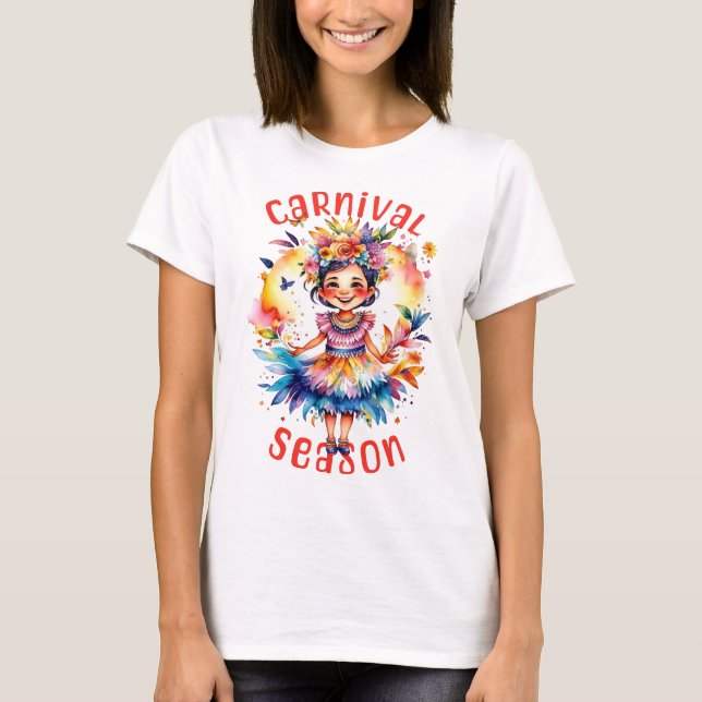 Watercolor Carnival Season Girl T-Shirt (Front)