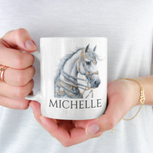 Watercolor Carousel Horse Monogram Personalized  Coffee Mug