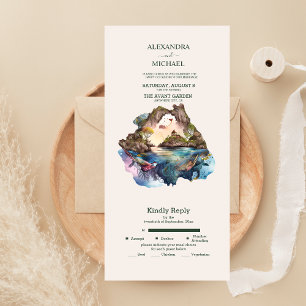 Watercolor Carraibean Destination Wedding All In O One Invitation