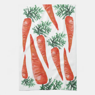 Watercolor carrots collection tea towel