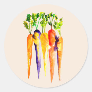 Watercolor carrots cute vegetables classic round sticker