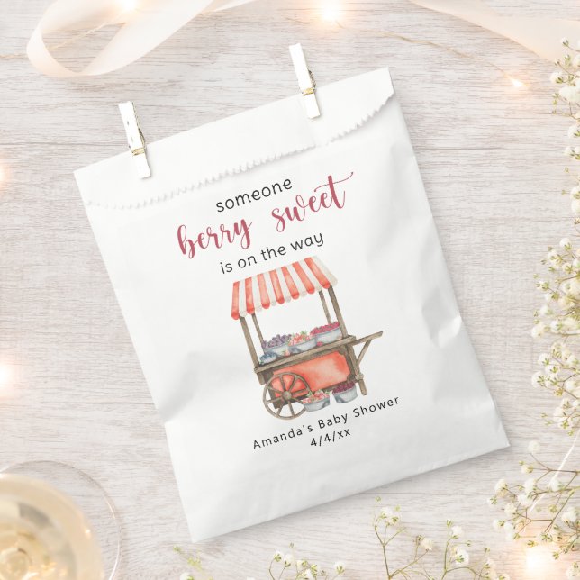 Watercolor Cart Berries Baby shower Favour Bag (Clipped)